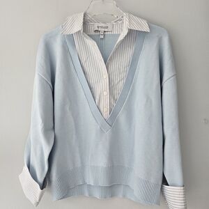 NWOT New Derek Lam 10 Cotton/Cashmere Two in One Sweater, sM